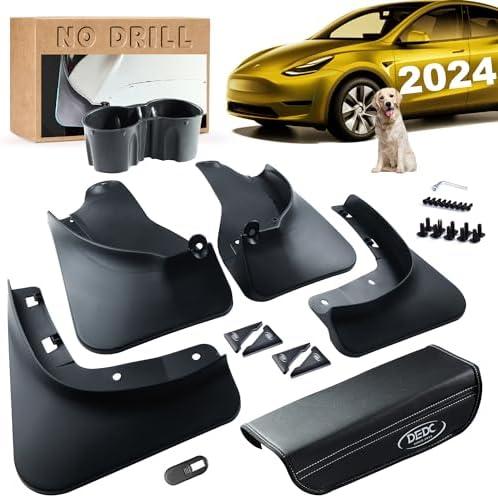 2024 Upgrade Silicone Accessories Mud Flaps [OEM-Designed] [No Drilling Required] [Include Install Tools] All-Weather Mud Splash Guards Compatible for Tesla Model Y 2024-2019,Black(11pcs)