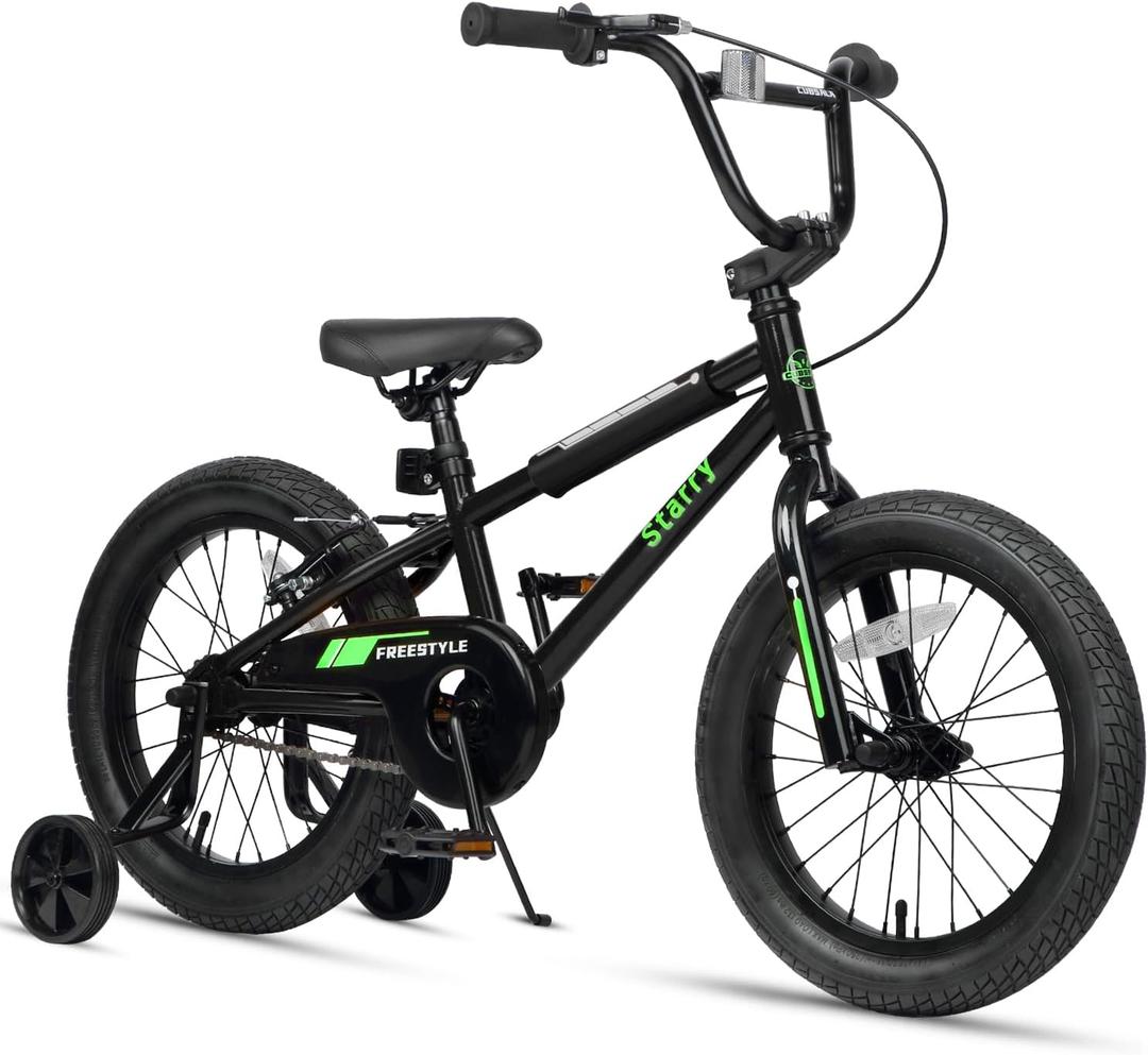 cubsala 16 Inch Kids Bike BMX Style Bicycle with Training Wheels Coaster Brake for Boys Girls, Black