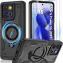 Moto G Power 5G 2025 Magnetic Case,Compatible with MagSafe & [HD Screen Protector2],Metal Rotated Kickstand,Military Grade Drop Proof Anti-Fingerprint Protective,Moto G Power 5G 2025,Black