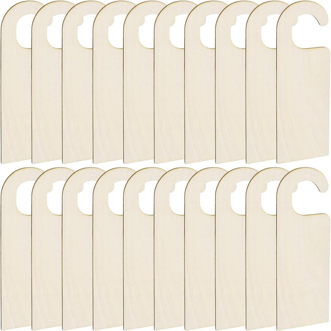 uxcell 20pcs Wooden Door Knob Hangers, Wood Door Knob Signs, Wood Door Tags for DIY Craft Door Home Office Hotel Restaurant Decoration