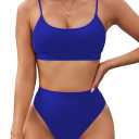 Pink Queen Plus Size High Waisted Bikini Set for Women Two Piece Cheeky High Cut Swimsuit Bathing Suit White M (X-Large, 01 - Sapphire Blue)