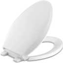 KOHLER K-4636-0 Cachet Elongated, Grip-Tight Bumpers, Quiet-Close Release Hinges, Quick-Attach Hardware, No Slam Toilet Seat, White