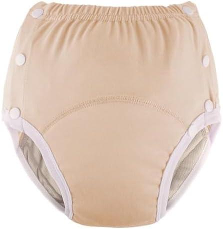 Cotton Incontinence Pants for Adults: Washable, Breathable, Adjustable Leak-Proof Underwear for Elderly (Yellow, 3XL)