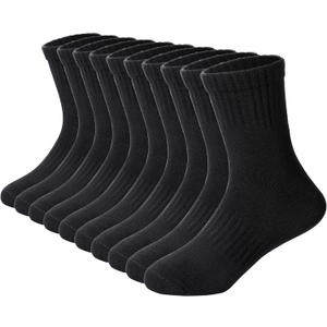 DoSmart Kids Athletic Crew Socks Boys Girls Classics Cotton School Uniform Childs Sports Breathable Casual Socks 10 Pairs (9-12 Years)