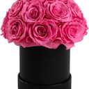18 Preserved Flowers for Delivery Prime, Roses Dome Forever Flower Decor for Party Home Table Bedroom, Anniversary, Birthday, Wedding Gifts for Women Her (Pink)