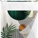 KOMLLEX Mid Century Boho Shower Curtain for Bathroom Decor Abstract Modern Sun Minimalist Aesthetic Arch Curve Leaves Geometric Neutral Fabric 12 Hooks Green 72Wx72H Shower Curtain with Snap-in Liner