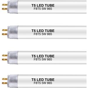 12 Inch F8T5/DL LED Replacement Bulbs, 6500K Daylight, T5 LED 5 Watts Replace Fluorescent Bulb with LED, Replacement Tube for Counter and Cabinet Fixture, 4 Pack