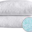 NTCOCO Shredded Memory Foam Bed Pillows for Sleeping King Size 2 Pack, with Washable Removable Hypoallergenic Sleep Pillow for Back and Side Sleeper (White)