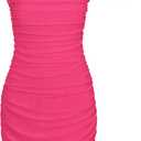 EXARUS Girls Dance Dress with Built in Bra Teen Ruched Bodycon Mesh Front Wrap Hem Tween Easter Party Tight Mini Dresses (10 Years, Rose)