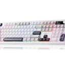 AULA F106PRO Wireless Keyboard, Full Size Mechanical Keyboard with Media Knob & Screen, 8000mAh Battery Hot Swappable Custom PBT keycaps Gaming Keyboard - Blaze Switch,Black White Grey