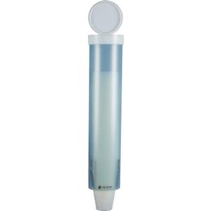 San Jamar Medium Pull-Type Cup Dispenser 4-10 Oz. Cups with Flip Cap for Restaurants, Home, And Office, Plastic, 16 Inches, Frosted Blue