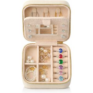 VELISSE Travel Jewelry Case - Small PU Leather Jewelry Organizer Box for Rings, Earrings, Necklaces - Compact Travel Jewelry Organizer for Women, Portable Jewelry Box Gift for Her