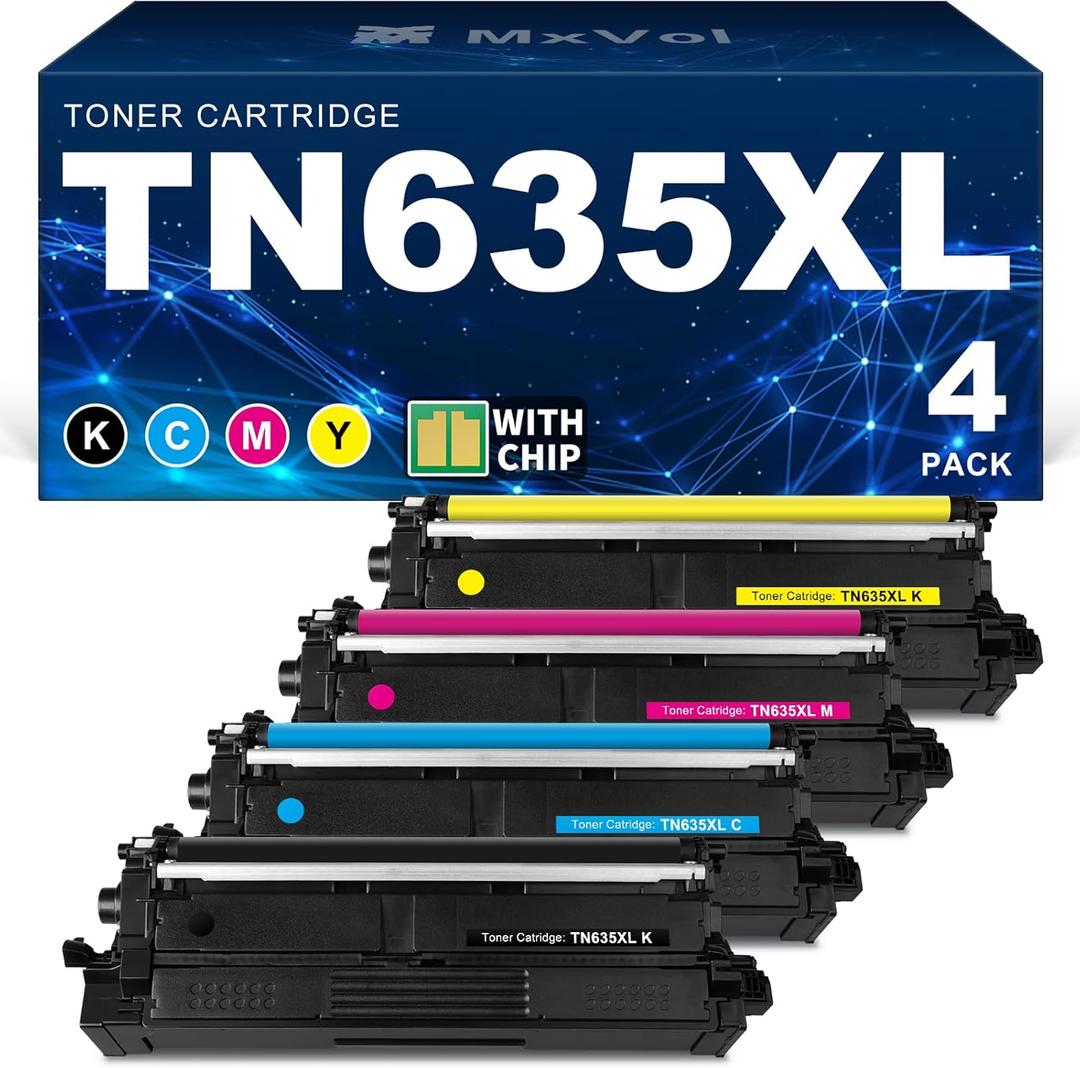 TN635XL TN635 High Yield Toner Cartridge Compatible Replacement for Brother TN 635XL TN-635XL Toner to use with MFC-L8930CDW HL-L8430CDW HL-L8570CDW MFC-L8730CDW MFC-L8970CDW MFC-EX575 Printer 4-Pack