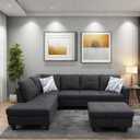 FONTOI L Shaped Sectional Couches, Modern Modular Sectional Sofa for Living Room Bedroom Furniture, Comfy 4 Seat Couch with Ottoman Storage & Chaise, Black Gray