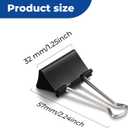 Eclirgan 1.2-Inch Medium Paper Clamp with Heavy-Duty/Rust-Resistant/Folding,96-Pack Thick Metal Binder Clip in 8 BoxesBlack Paper Clips Set for DIY/Crafts/File/Paperwork