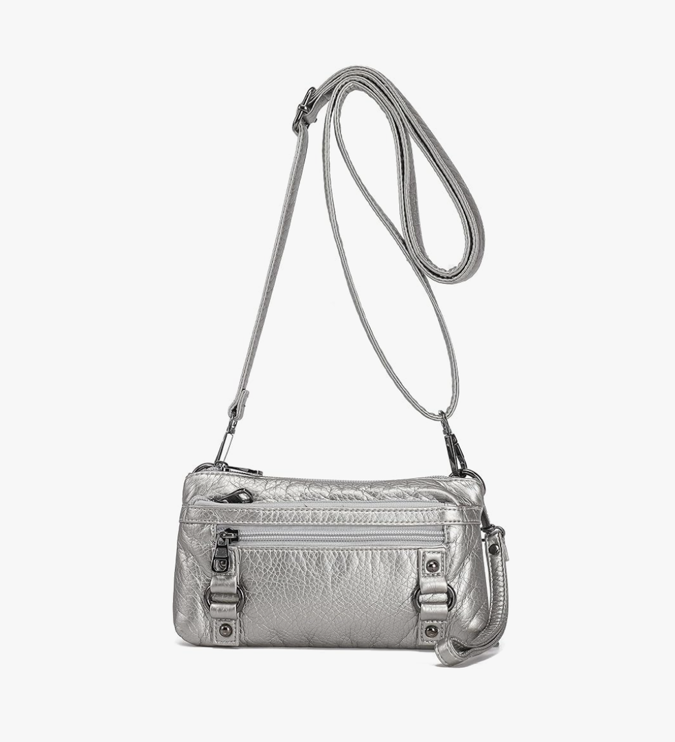 Haytijoe Triple Zip Crossbody Purses Small Crossbody Bags for Women Cell Phone Purse Soft Leather Cross Body Clutch Purse