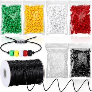 XunYee 1200 Pcs Plan of Salvation Bracelet Bead Bulk DIY Wordless Faith Wristband Clear Red Black Green Yellow White Beads with 100 Yards Waxed Cotton Thread Cord Christian Bible Teaching Craft Kits