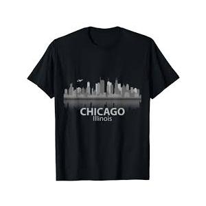 Chicago T-Shirt City Skyline Landmark Souvenir Home Love Tee, M