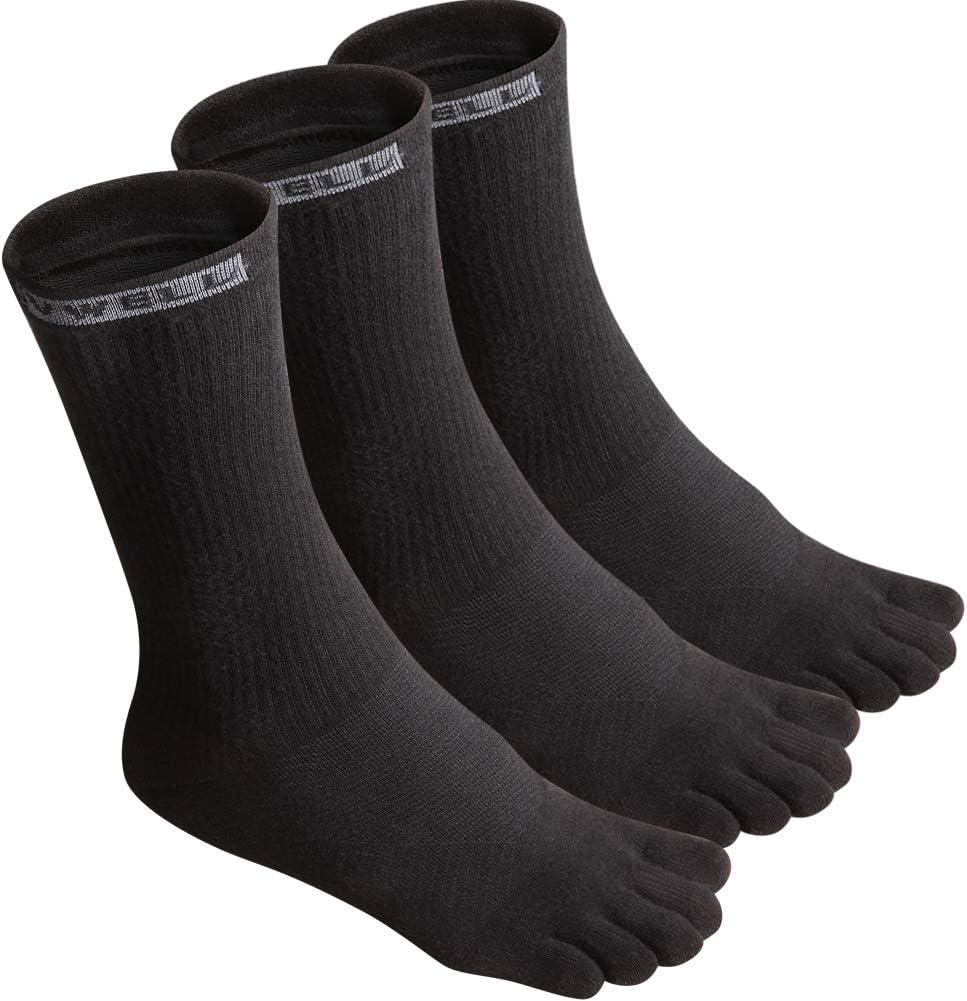 VWELL Toe Socks Cotton Athletic Running Five Finger Socks 3 Pairs, Size 7-11