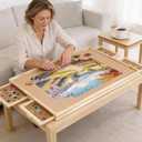 1500 Pieces Rotating Puzzle Board with 4 Drawers,32.68"x24.41" Portable Wooden Jigsaw Puzzle Table with Lazy Susan Spinning Cover for Adults