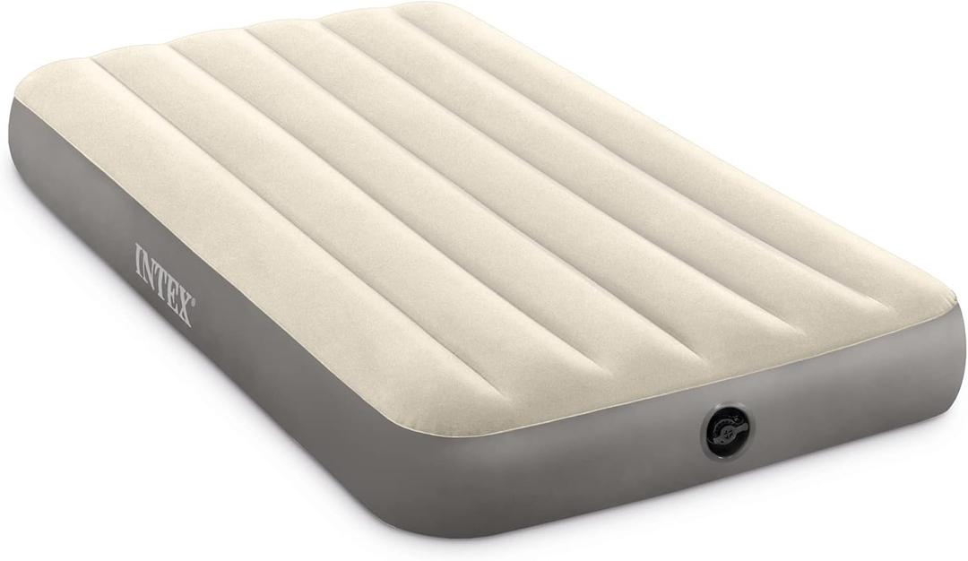 INTEX 64101E Dura-Beam Standard Single-High Air Mattress: Fiber-Tech Twin Size 10in Bed Height 300lb Weight Capacity Pump Sold Separately
