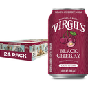 Virgil's Naturally Bold Handcrafted Black Cherry Soda, Pack of 24 (12 fl oz Can each) - Bold Creamy Flavor with Mellow Cherry Finish - Made w/Real Cane Sugar - No Artificial Flavors or Preservatives, BB:03/26/27