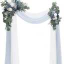 Floroom Arch Flowers with Drapes Kit (Pack of 4) - 2pcs Artificial Dusty Blue & Navy Blue Floral Swag Arrangement with 2pcs Draping Fabric for Wedding Ceremony Arbor and Reception Backdrop Decoration