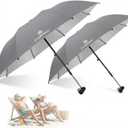 2 Pack Beach Umbrella with Clamp Sun Shade,Adjustable Umbrellas with Clip,UPF50+ Sunshade for Beach Chair,Stroller,Fishing,Camping,Patio,Wheelchair,Golf Carts