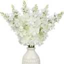 DILATATA White Delphinium Artificial Flowers, 6pcs Artificial Larkspur Flower 17.5'' Fake Delphinium Flowers Silk Flowers for Home Decor, DIY Floral Centerpieces for Tables