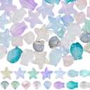 SUNNYCLUE 1 Box 150Pcs Starfish Beads Fish Glass Sea Shell Beads Bulk Blue Pink Green Summer Ocean Animal Charms Double Sided Loose Spacers for Jewelry Making Kits DIY Craft Supplies