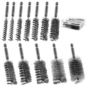 ASNOMY 12Pcs Wire Bore Brush for Drill,5/16"-1-3/16" Stainless Steel Wire Brush Bore Cleaning Brush Set for Power Drill Cleaning,Abrasive Drill Wire Brush with 1/4" Hex Shank
