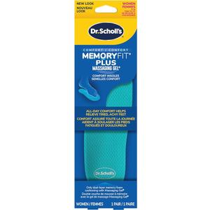 Dr. Scholl's Memory Fit Plus Massaging Gel, Comfort Insoles, Memory Foam & Gel, All-Day Comfort, Arch Support, Distributes Pressure,Shock Absorbing,Trim Insert to Fit Shoe, Women Size 6-10, 2 Pair