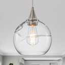 WILON Pendant Lights Kitchen Island Modern Brushed Nickel Ceiling Light Clear Glass Striped Shade Fixtures for Dining Room Hallway
