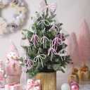 2 x 12 Pcs Pearl Bow Ornaments for Christmas Tree Pink and White Pearl Bows Hanging Decoration Coquette Bead Bowknot Tree Topper Decor for Xmas Wreaths Garland Cake Bouquets Gift Wedding Birthday