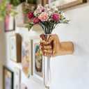 Unique Wall Sculptures, Hand Vases Home Decor, Wall Mount Art Sculpture, Unique Wall Art Statue, Funky Flower Vase Decorations, Modern Eclectic Hanging Decor,Glass Test Tube Vase (Gold)