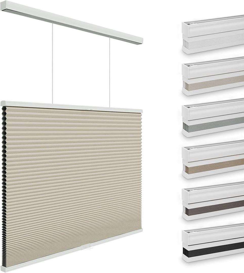 Changshade Blackout Top Down Bottom Up Cellular Shades, Cordless Honeycomb Blinds for Bedroom, Nursery & Bathroom, Total Privacy, 34.5" W × 72" H,Beige