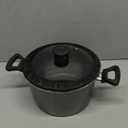 Granite Noir Metallic, 9.4 inches  stockpot with lid, made of black enameled steel, triple-layer non-stick coating with stone effect, suitable for all types of kitchens, cooking pot