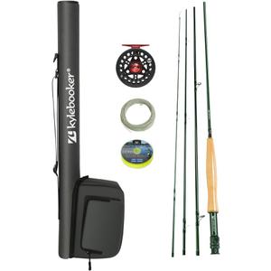 Kylebooker Fly Fishing Rod with Reel Combo Kit 3/4/5/6/7/8 Weight Starter Fly Fishing Outfit with Rod Bag (Green), Size: 4wt 8‘0“ 4pc Rod,3/4 Reel