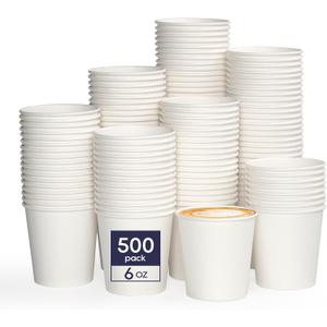 LITOPAK 500 Count 6 oz Paper Cups, Small Disposable Coffee Cups, Paper Espresso Cups, Hot Drinking Cups for Party, Picnic, Travel and Events