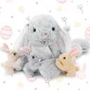BENINY 4Pcs Easter Bunny Stuffed Animal- 24" Big Stuffed Bunny Rabbit Plush Toy Gifts for Kids - Cuddly Mommy Bunny Surprise with 3 Small Bunnies Inside