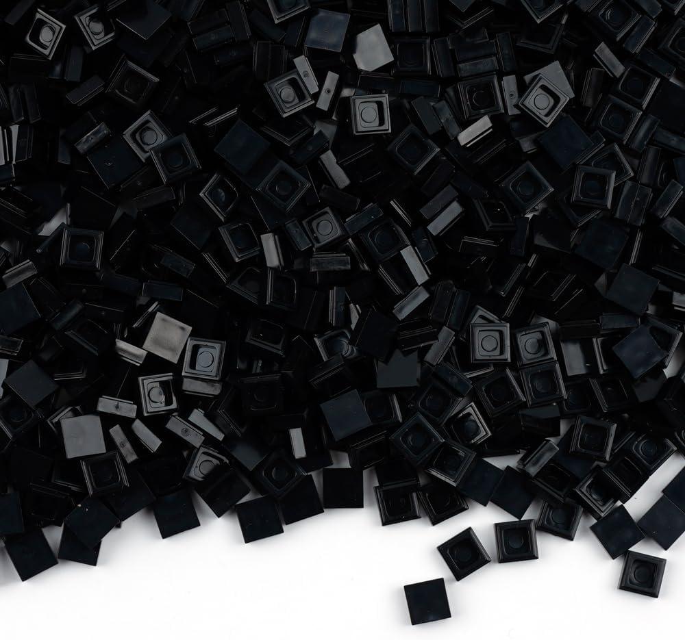 WSRYLTCH Classic Building Blocks 11 Square Tiles: Dots 1500pcs Flat Bricks Parts and Pieces, Smooth Plate Pixel Art Mosaic Bulk Lot Black
