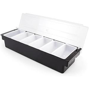 Cocktailor 12 Tray Bar Top Food & Garnish Station with Lid - Condiment Dispender for Bartending, Taco Bar, Ice Cream, Fruit, Salad Bar - Topping Organizer for Restaurant Supplies & Accessories 2 Pack