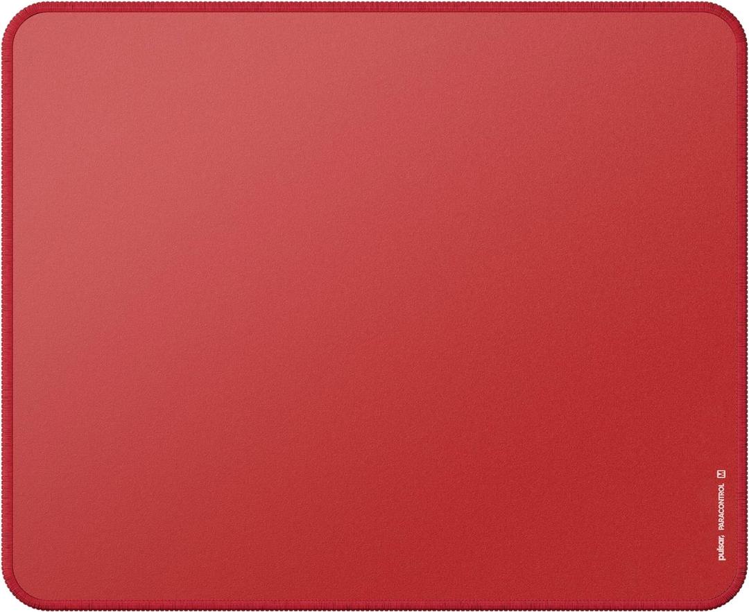 Pulsar - Paracontrol M Esports Level Premium Gaming Mouse Pad v2 - Medium to High Speed Pad Stitched Edge Durable Hybrid Top Surface 10.23 x 13 (M, Red)