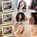 FENNIO Gold Vanity Mirror with Lights 22"x19", LED Lighted Makeup Mirror, Large Makeup Mirror, Make up Mirror with Lighting,Touch Screen with 3-Color Lighting,Dimmable,for Vanity Desk Tabletop
