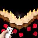 Tea Light Candles with Remote Control,Flickering Flameless LED Candle,Long Lasting 400+Hours,Battery Operated with Timer for Home Decoration Seasonal &Festival Celebration WarmYellow (12pcs) (12pack)