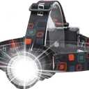 BORUIT RJ-2166 Super Bright LED Headlamp with White Light,3 Modes Adjustable Headlight Flashlight,IPX4 Waterproof Head Torch Great for Running, Camping, Hiking(Black)