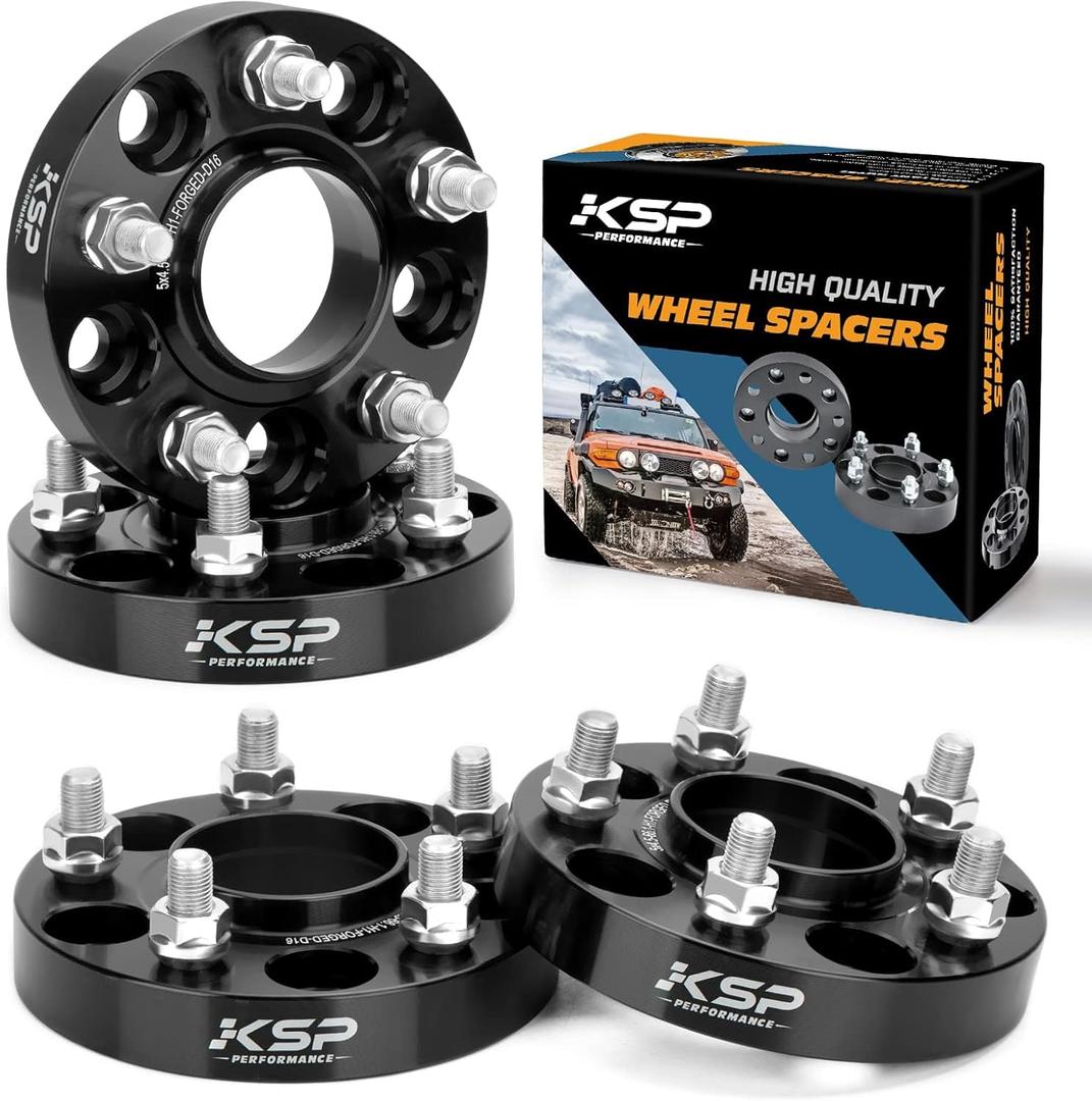 KSP 1" Wheel Spacers for Nissan 350Z 370Z, 4pcs 5X4.5Forged Spacer Fit Infinit G35 G37 FX35, 25mm Thick 5x114.3 Bolt Pattern M12x1.25 Thread Pitch 66.1mm Hub Bore Wheel Spacer for Altima Maxima (Black)