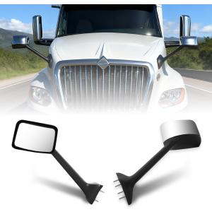 Chrome Hood Mirror Replacement International Lt 625 2018+ Truck Pair Left Driver and Right Passenger Hood Mirror
