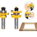 Shaker Style Rail and Stile Router Bits Set, for Cabinet Door, 1/2 Inch Shank, 3/8 Inch Cutting Depth, Up to 7/8 Inch Stock, Professional Carbide Milling Cutters for Woodworking