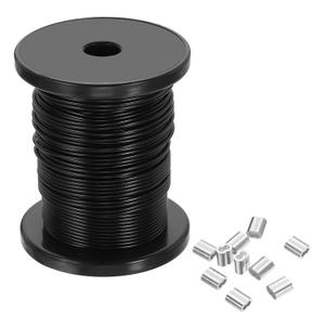 PATIKIL 1/16" Wire Rope, 98 ft 304 Stainless Steel Bright Aircraft Cable Wire Rope Vinyl Coated with 25pcs Crimping Sleeves for Hanging Lights Clotheslines Trellis, Silver